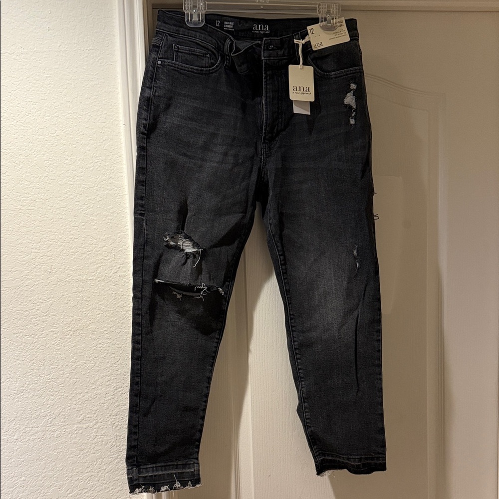 a.n.a Black Distressed High Rise Women's Jeans